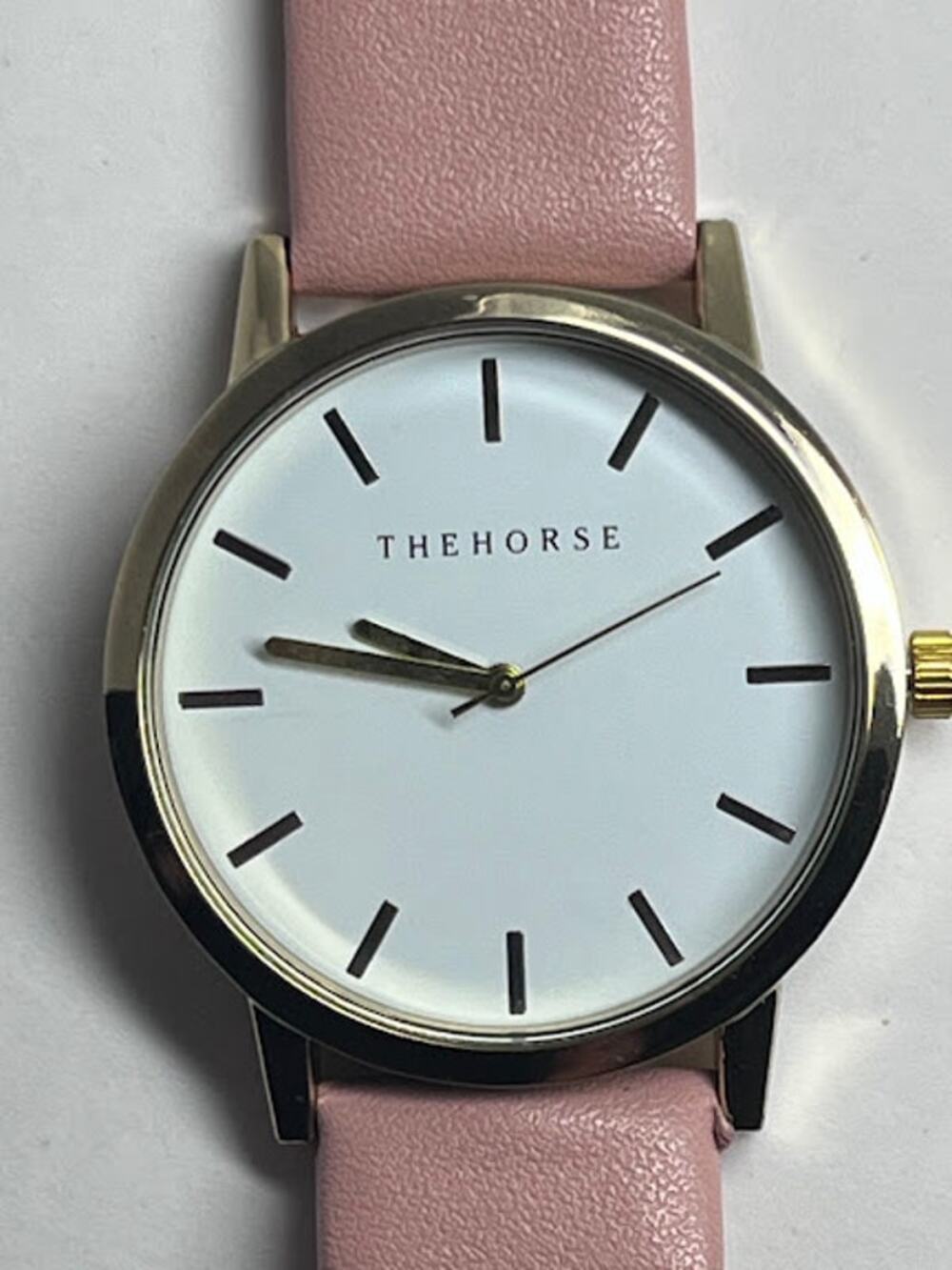 THEHORSE Gold Watch Quartz Pink Leather Band ALL316L 3ATM Water Res Mens Formal